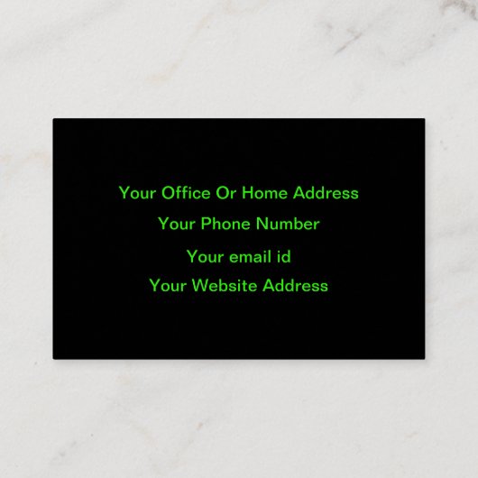Neon Groen Zwart Aangepaste Kleur Bruiloft Profess Visitekaartje (Achterkant)