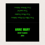 Neon groen zwart aangepaste kleur bruiloften moder visitekaartje (Buitenkant ongevouwen)