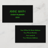 Neon groen zwart aangepaste kleur bruiloften moder visitekaartje (Voorkant / Achterkant)