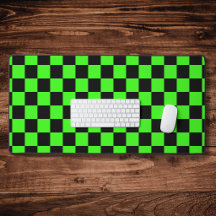 Neon Groen Zwart Geruit Dambord Vintage