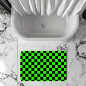 Neon Groen Zwart Geruite Checkerboard Badmat