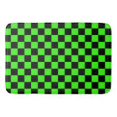 Neon Groen Zwart Geruite Checkerboard Badmat (Voorkant)