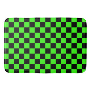 Neon Groen Zwart Geruite Checkerboard  Badmat