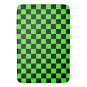Neon Groen Zwart Geruite Checkerboard Badmat (Voorkant Verticaal)