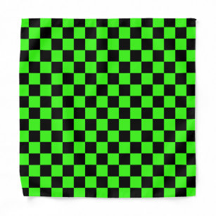 Neon Groen Zwart Geruite Checkerboard  Bandana