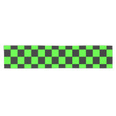 Neon Groen Zwart Geruite Checkerboard  Korte Tafelloper (Horizontaal)