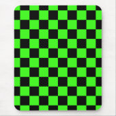 Neon Groen Zwart Geruite Checkerboard  Muismat (Voorkant)
