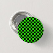 Neon Groen Zwart Geruite Checkerboard  Ronde Button 3,2 Cm (Voorkant /achterkant)