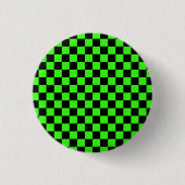 Neon Groen Zwart Geruite Checkerboard  Ronde Button 3,2 Cm (Voorkant)