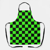 Neon Groen Zwart Geruite Checkerboard  Schort (Voorkant)