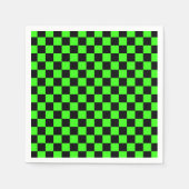 Neon Groen Zwart Geruite Checkerboard Servet (Voorkant)