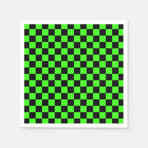 Neon Groen Zwart Geruite Checkerboard  Servet