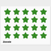 Neon Groen Zwart Geruite Checkerboard  Ster Sticker (Vel)