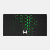 Neon groen zwart honingraat geometrie Monogram Bureaumat (Voorkant)