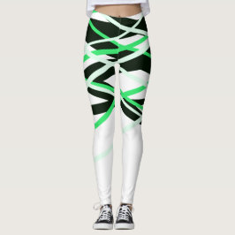 Neon Groen Zwart Wit Strepen Geometrisch Leggings