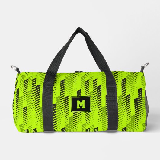 Neon groene abstracte geometrische strepen Gym Spo Plunjezak (Voorkant)