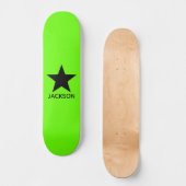 Neon groene achtergrond Zwarte Ster Aangepast Persoonlijk Skateboard (Voorkant)