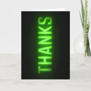 Neon groene Bedankt teken op zwart Kaart