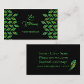 Neon groene bladeren - fractal kunst, modern visitekaartje (Voorkant / Achterkant)