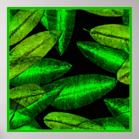 Neon Groene Bladeren Kunst. Koop Nu Poster (Voorkant)
