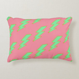 Neon Groene Bliksem Roze Achtergrond Y2K Patroon Accent Kussen