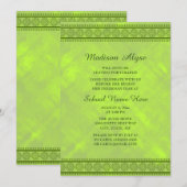 Neon groene bloemendesign universiteitstam feest kaart (Voorkant / Achterkant)