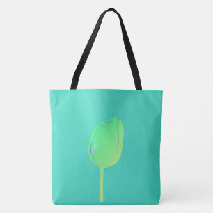 Neon groene bloemige tulp abstract teal cadeau tote bag