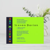 NEON GROENE BORDEN Bar Bat Mitswa Uitnodiging (Staand voorkant)