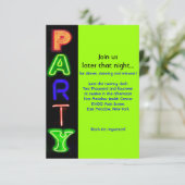 NEON GROENE BORDEN Bar Bat Mitzvah Party Kaart (Staand voorkant)