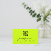 Neon groene eenvoudige qr-code visitekaartje (Staand voorkant)