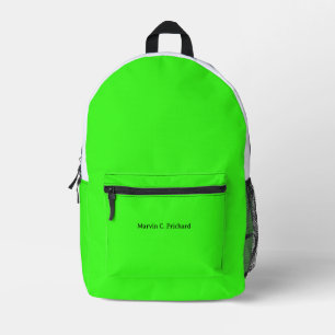 Neon groene effen kleur aangepaste naam reistas bedrukte rugzak