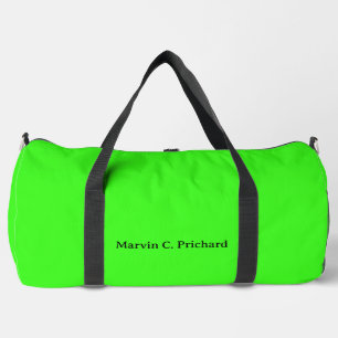 Neon groene effen kleur aangepaste naam reistas plunjezak