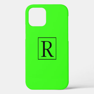 Neon groene effen kleurrijke heldere monogram init iPhone 12 hoesje