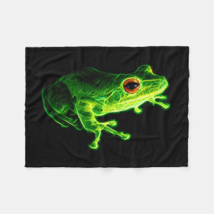 Neon Groene Elektrische Boomkikker - Gloeiend Dier Fleece Deken