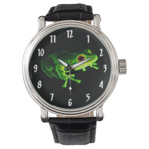 Neon Groene Elektrische Boomkikker - Gloeiend Dier Horloge