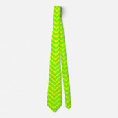 neon groene en gele zigzaggen stropdas (Voorkant)