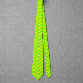 neon groene en gele zigzaggen stropdas