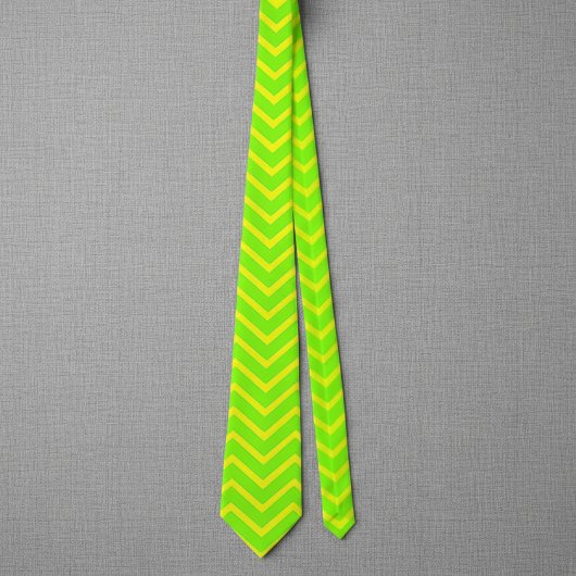 neon groene en gele zigzaggen stropdas