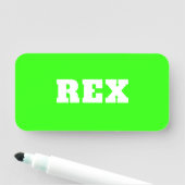 Neon Groene en Witte Moderne Naam Huisdier Naamplaatje (In situ)