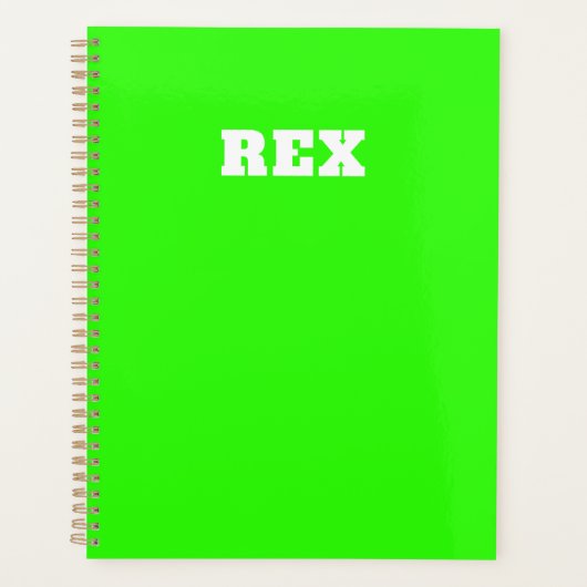 Neon Groene en Witte Moderne Naam Huisdier Planner (Voorkant)