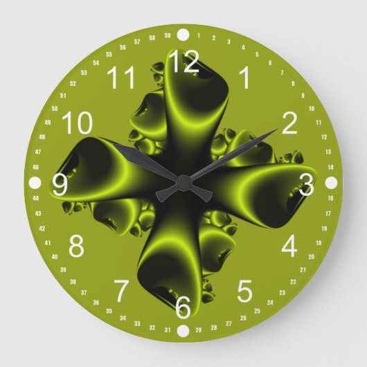 Neon groene en zwarte fractale explosie grote klok (Voorkant)