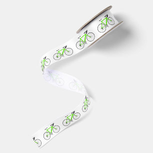 Neon groene fietsen op wit satijnen lint