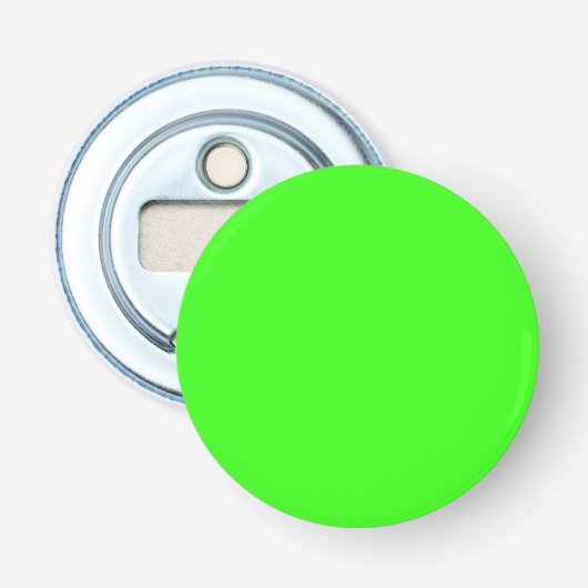 Neon groene flesopener badge – Aanpasbaar Button Flesopener (Voorkant)