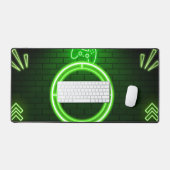 Neon groene gamingbureaumat met aangepaste naam vo bureaumat (Keyboard & Muis)