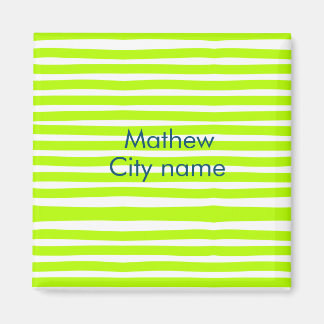 Neon groene gele retro strepen voegen naam citypla magneet