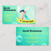 Neon Groene Gele Schoonmakende Wasspray Visitekaartje (Voorkant / Achterkant)