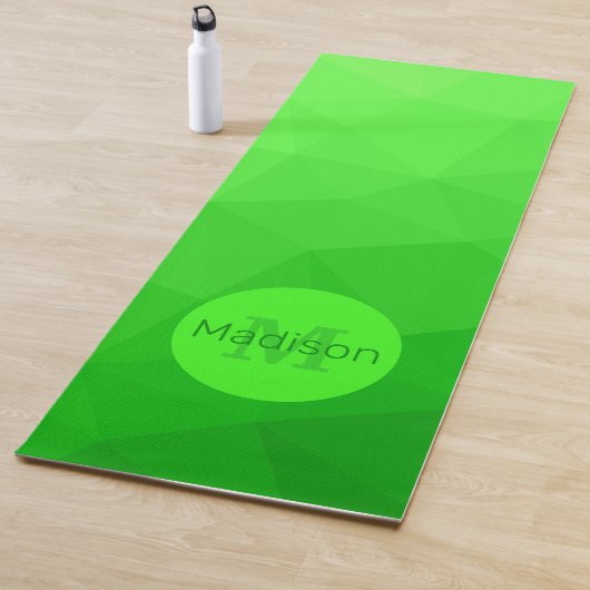 Neon groene geometrische mesh patroon Monogram Yogamat (In situ)