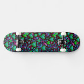 Neon Groene Hart en Paarse Bloemen Persoonlijk Skateboard (Horizontaal)