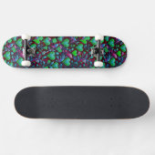 Neon Groene Hart en Paarse Bloemen Persoonlijk Skateboard (Horizontaal)