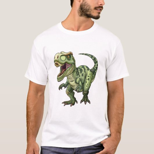 Neon Groene Jurassic Rex T-shirt Kunst (Voorkant)